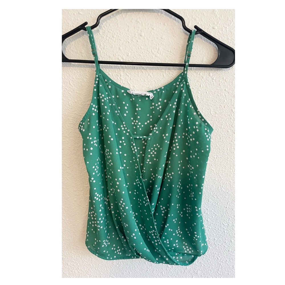 Polka Dot Open Surplice Spaghetti Strap Cami